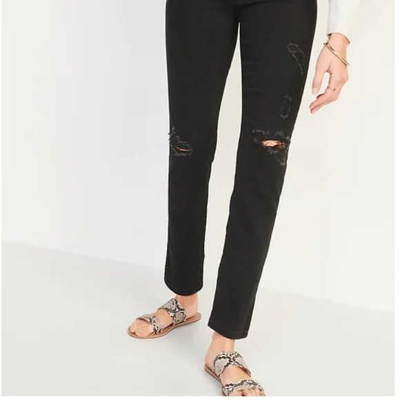 NWT Old Navy Power Slim Straight Distressed Black Jeans Size 12 - Picture 13 of 13